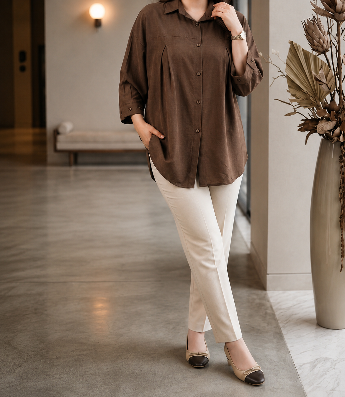 شومیز زنانه طرح ریزشی جنس مدال