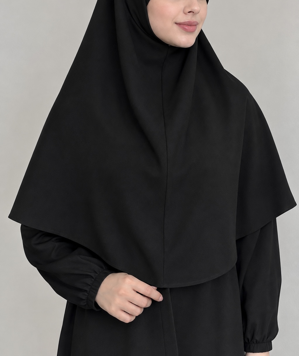 مقنعه زنانه مشکی ساده جنس نخ بروجرد قد۹۰و۱۰۰